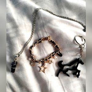 Women's jewelry/accessories bundle -necklace, bracelet and keychain/bottle opene